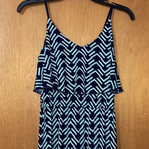 •TRIXXI•NAVY AND MINT TURQUOISE BOHO RUFFLE CHEST MAXI DRESS SIZE MEDIUM EUC - Picture 6 of 12